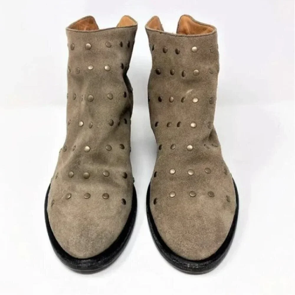 Fiorentini + Baker Suede Studded Zip Ankle Boots - Size 7.5 EU 38